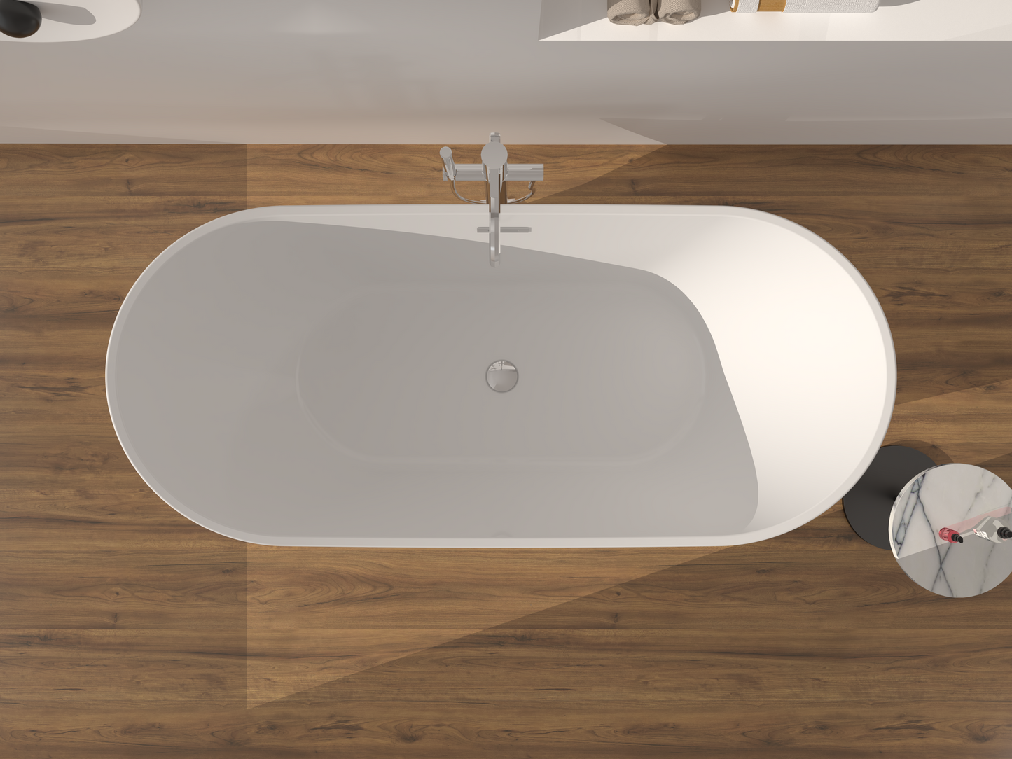 Freistehende Badewanne EDA- Acryl weiß glänzend, Länge 1500mm