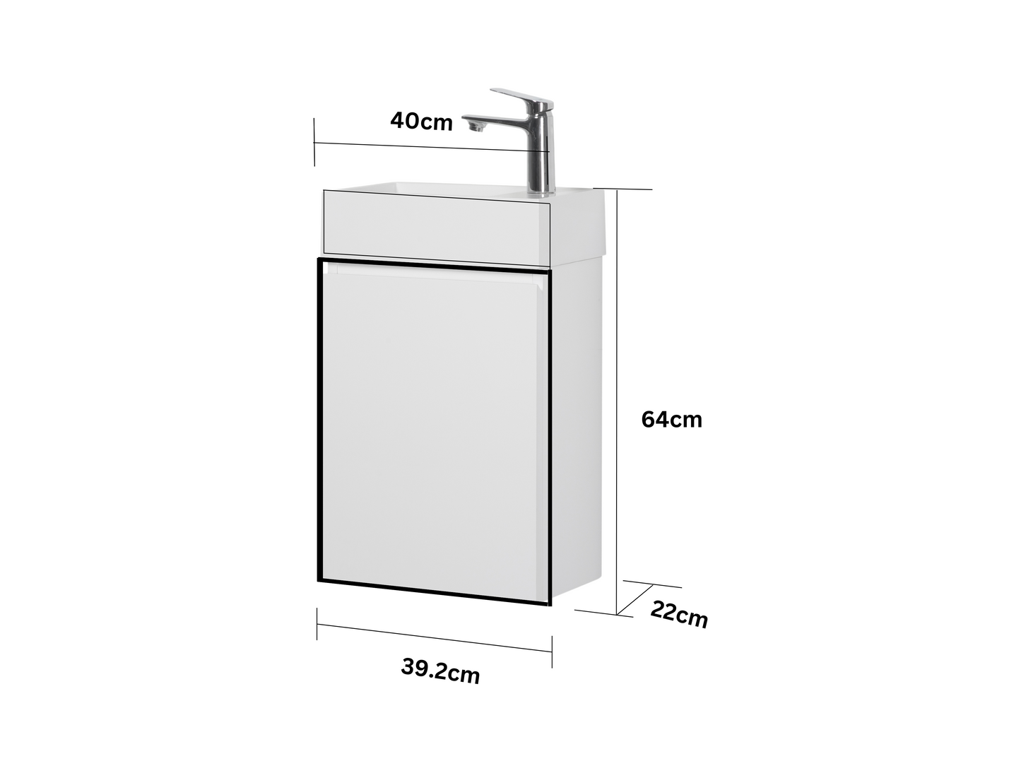 Waschtischunterschrank LINO 40 cm in Hochglanz Weiß