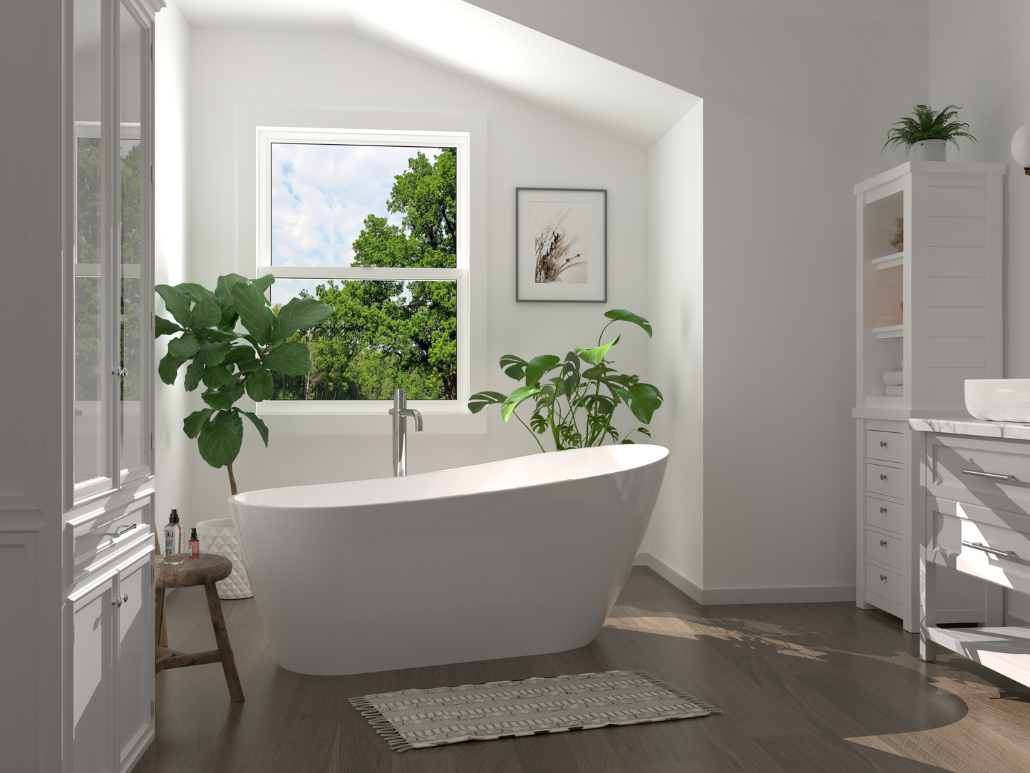 Freestanding Bathtub VITO - Acrylic Glossy White, Length 1600 mm