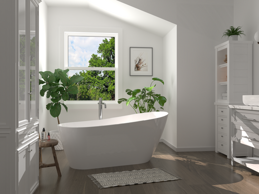 Freestanding Bathtub VITO - Acrylic Glossy White, Length 1700 mm