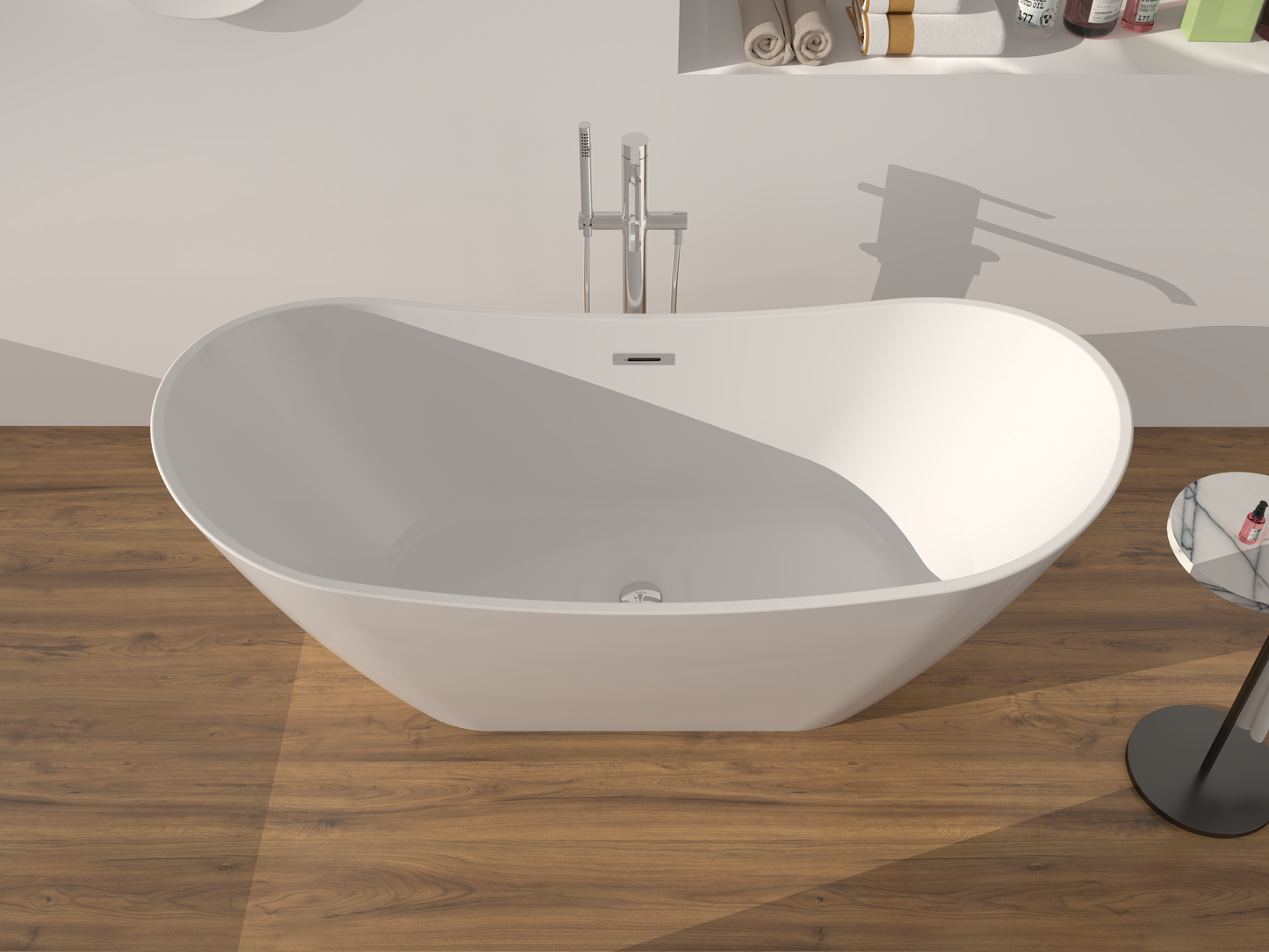 Freestanding Bathtub EDA - Acryl Glossy White, Length 1700mm