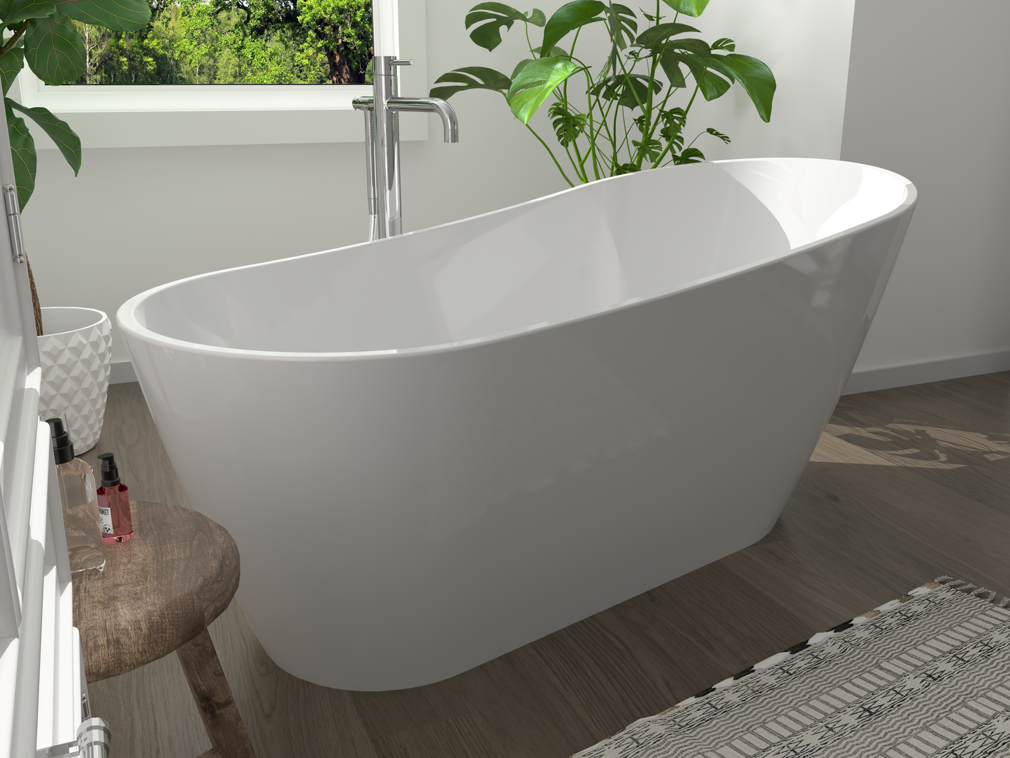 Freestanding Bathtub VITO - Acrylic Glossy White, Length 1700 mm