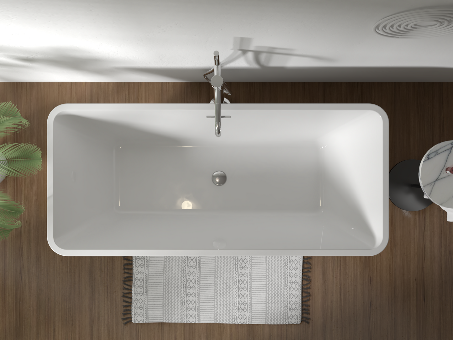 Freestanding Bathtub MATHIS - Acrylic Glossy White, Length 1680 mm