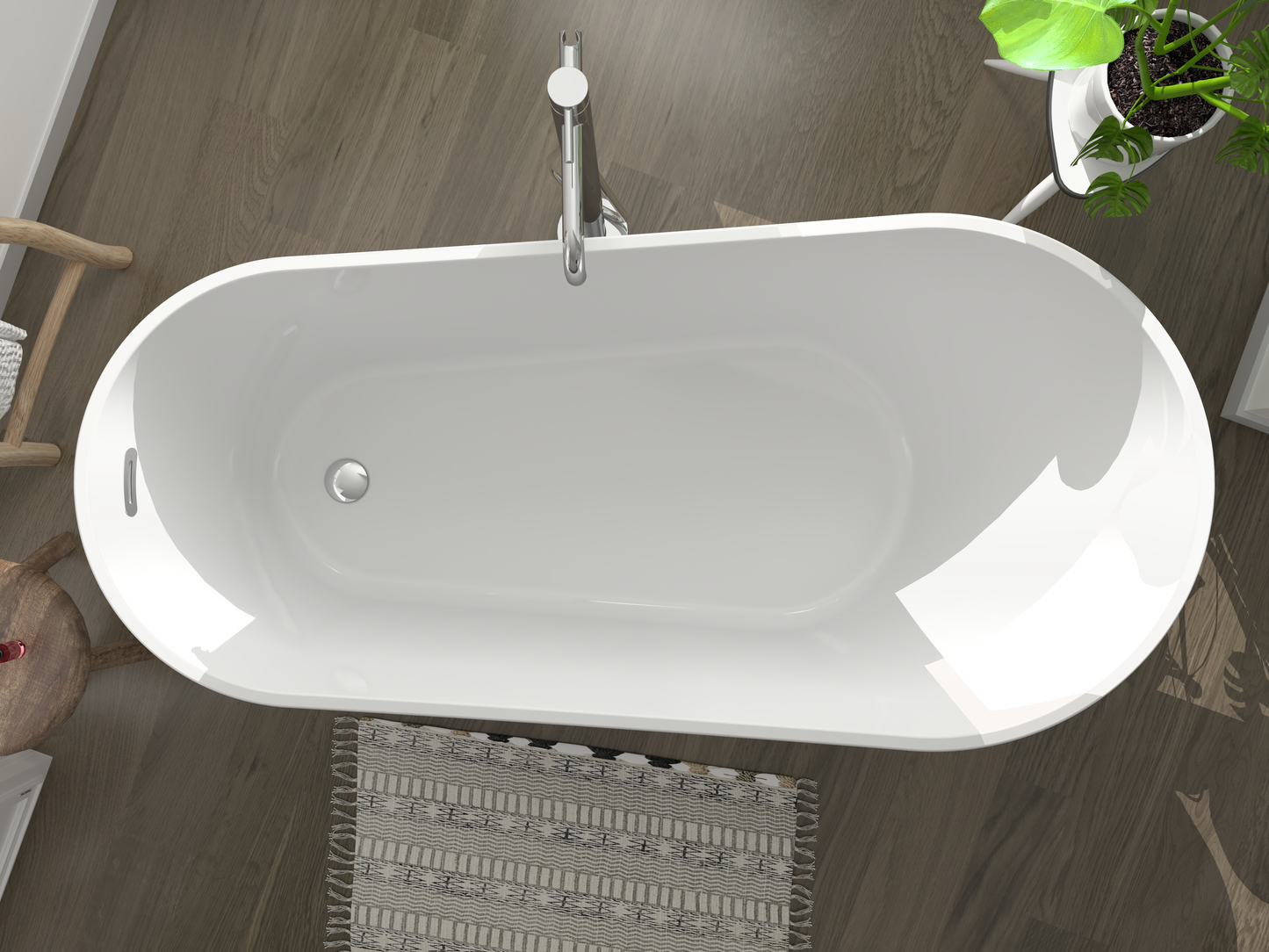Freistehende Badewanne VITO - Acryl weiß glänzend, Länge 1700mm