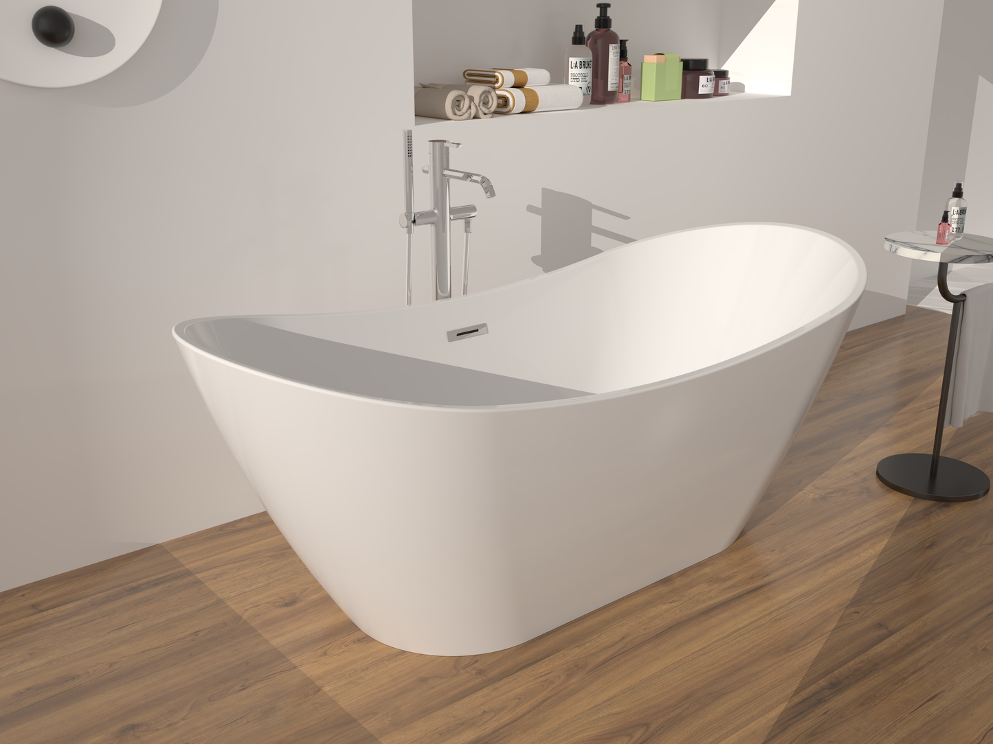 Freistehende Badewanne EDA- Acryl weiß glänzend, Länge 1700mm