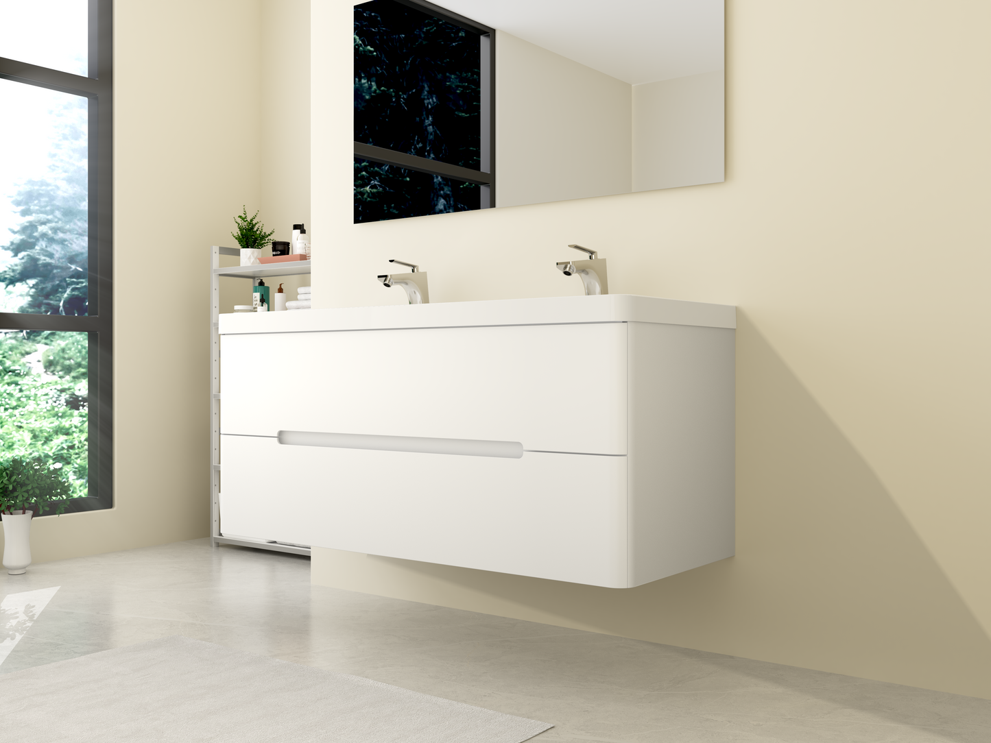 Ensemble de meubles de salle de bains WERA 1200mm avec double lavabo en blanc et meuble bas en blanc