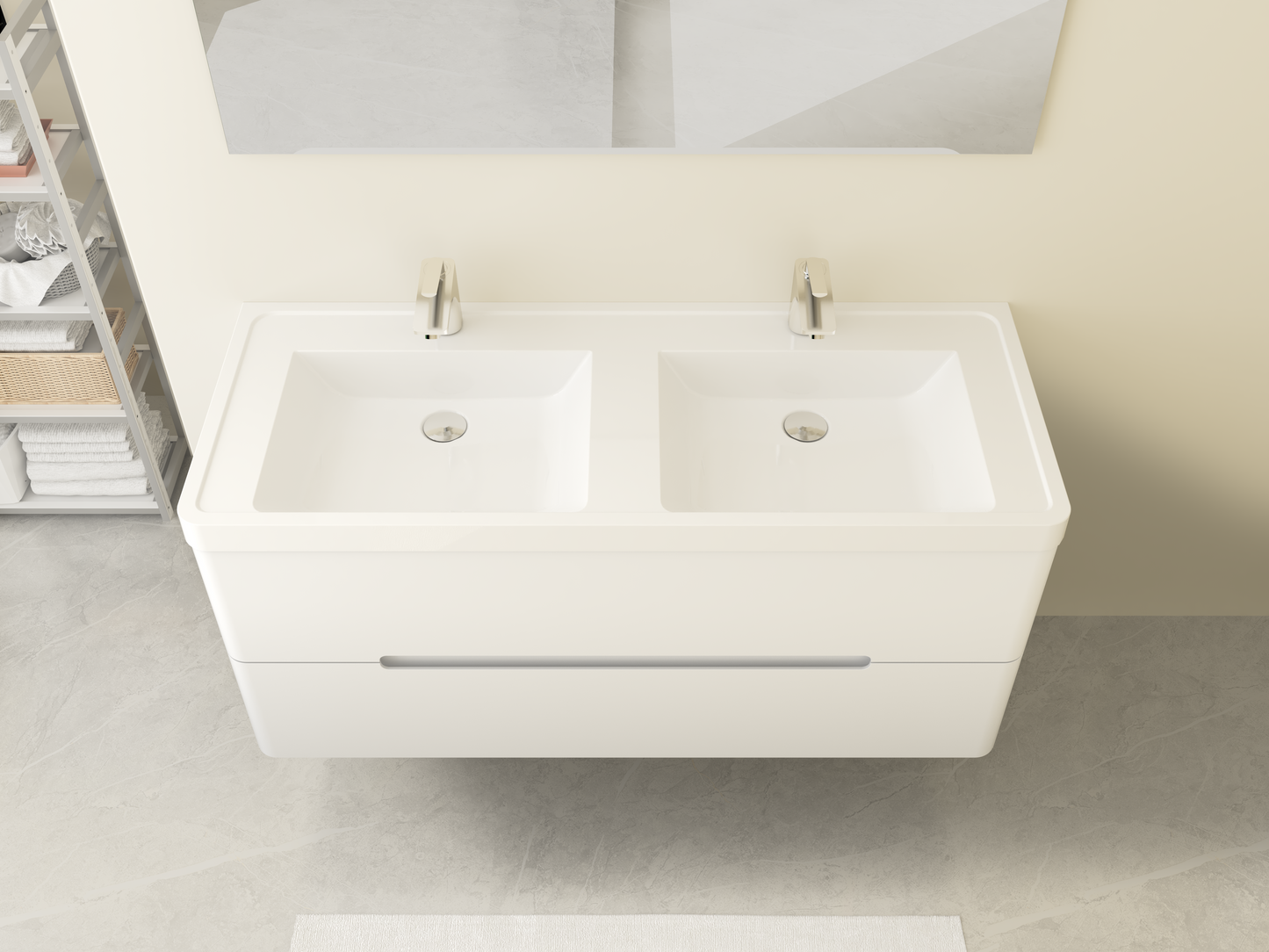 Vanity KAYA 120 cm with Double Washbasin in White