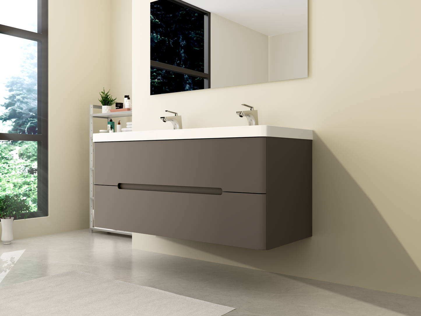 Ensemble de meubles de salle de bains WERA 1200mm avec double lavabo en blanc et meuble bas en gris