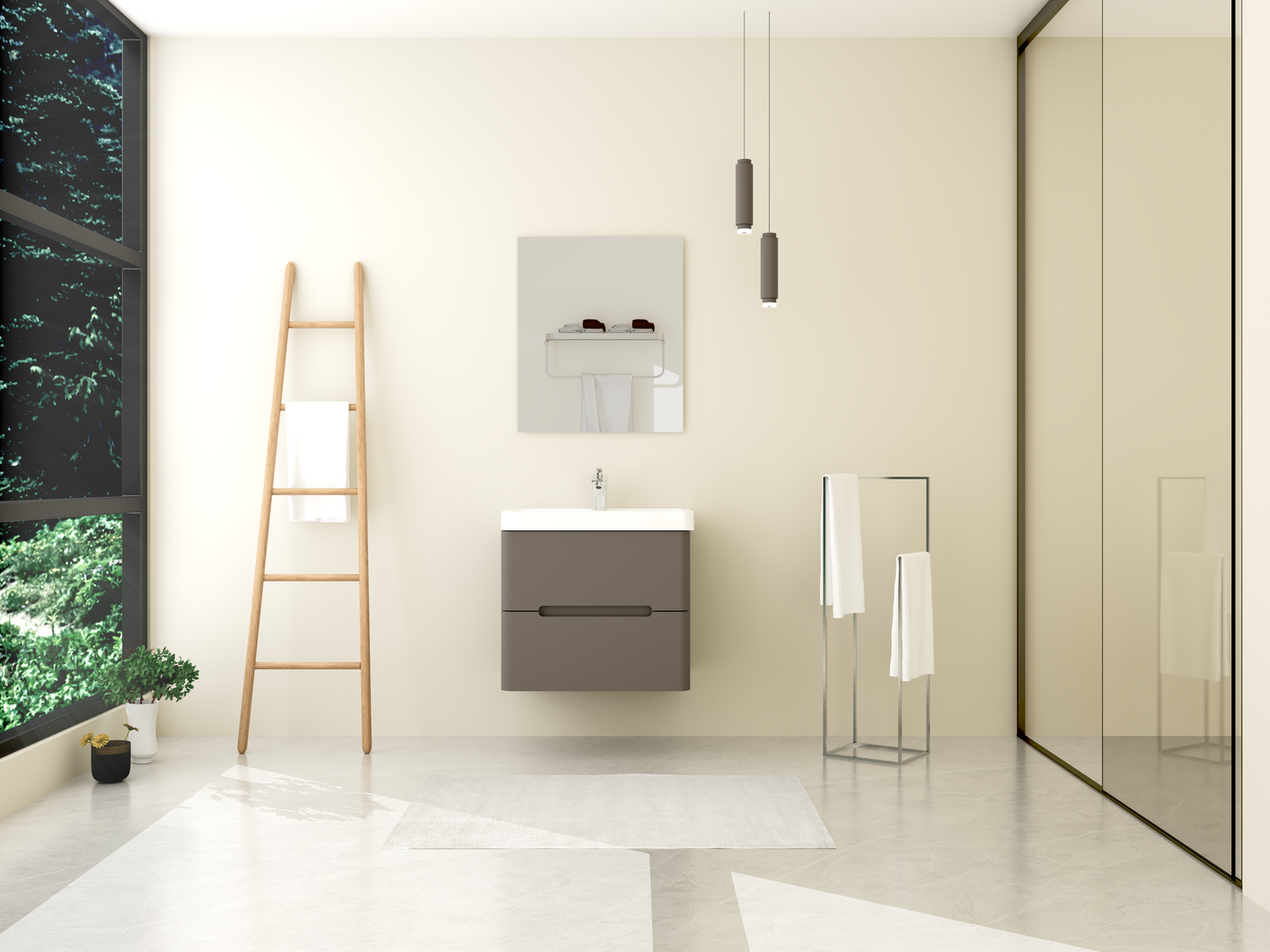 Ensemble de meubles de salle de bains WERA 600mm avec lavabo et meuble sous vasque gris